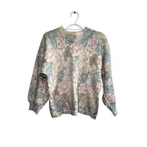 Shenanigans vintage floral lambs wool angora‎ rabbit hair sweater womens medium